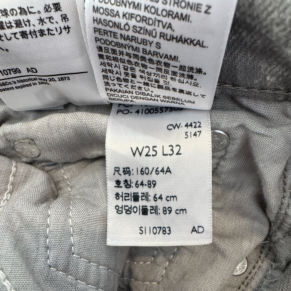 LEVI’S 724 HIGH RISE SLIM STRAIGHT WOMEN'S JEANS Size 25 Grey Raw Hem - Picture 8 of 15